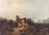landscape with ruins and farmhouse